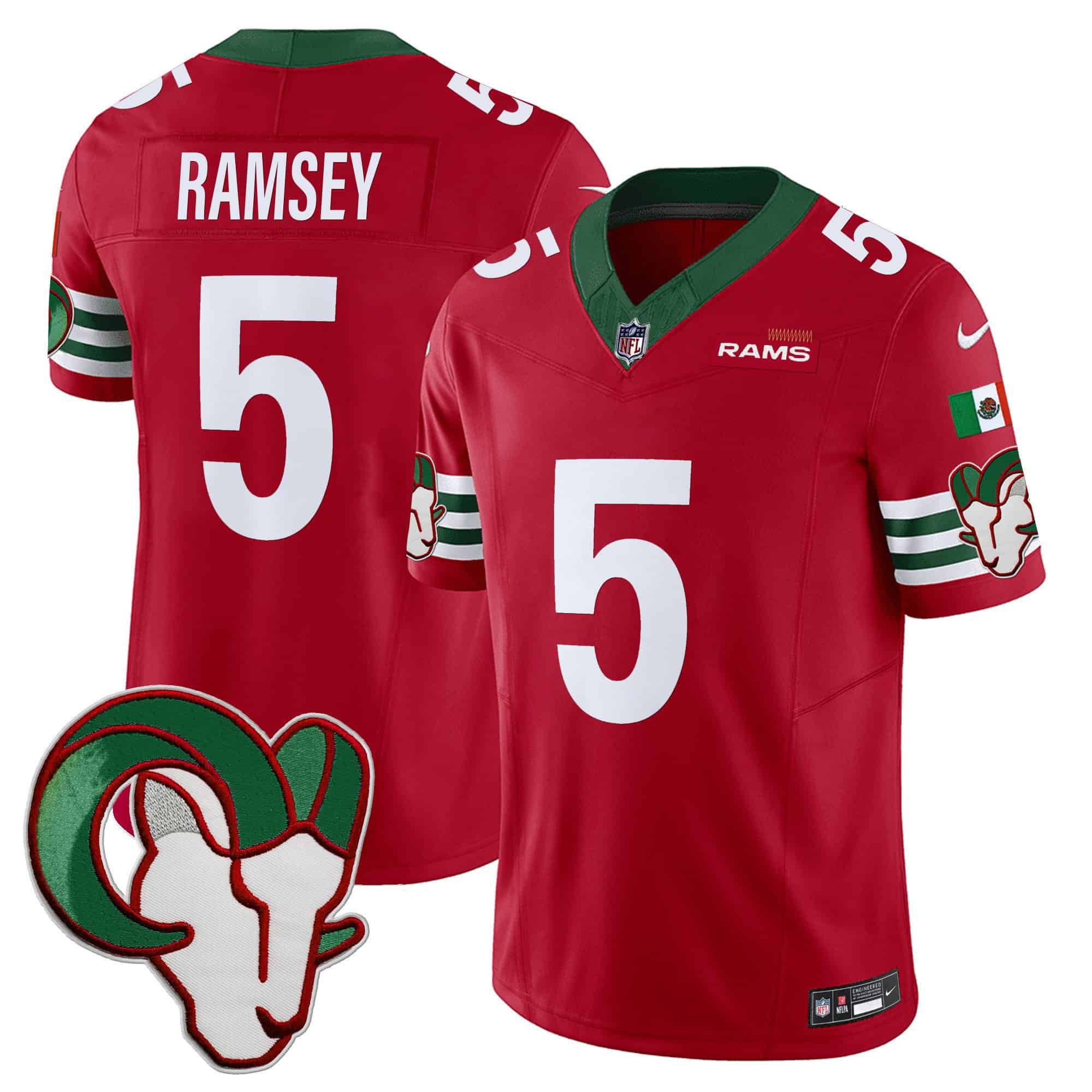 Men Los Angeles Rams #5 Ramsey Red 2024 Nike Mexico Vapor Limited NFL Jersey style 1->indianapolis colts->NFL Jersey